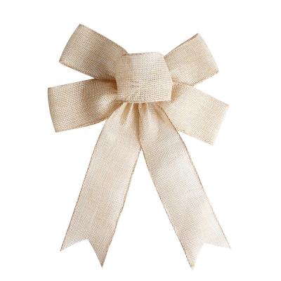 China Christmas Ribbon Bow Made from Sustainable and Durable Natural Jute Burlap for sale