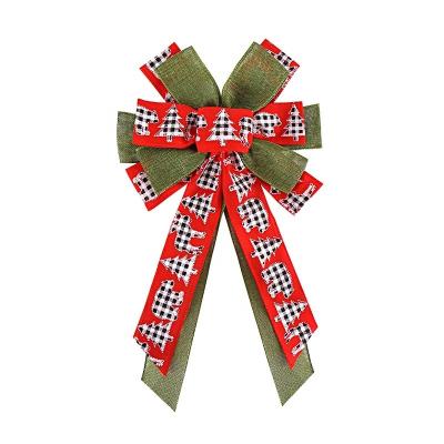 China Large Bow Wire Edge Christmas Tree Design Ribbon Bow for Customized Christmas Decoration for sale