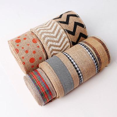 China Natural Jute Ribbon for Gift Packing Burlap Ribbon Print Customers' Requirements for sale