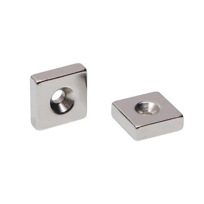 China Industrial Magnet Super Strong N35 N42 N52 NdFeB Square Magnetic Block Countersunk Neodymium Magnets for sale