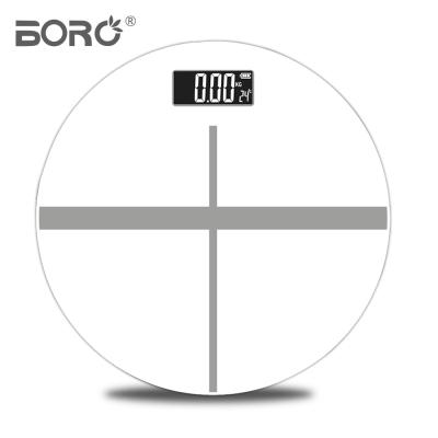 China BL-1602 Bathroom Scales Customized 28cm Round Mini Portable Bathroom Scales Electronic Digital Weighing Glass LCD Display Scale for sale