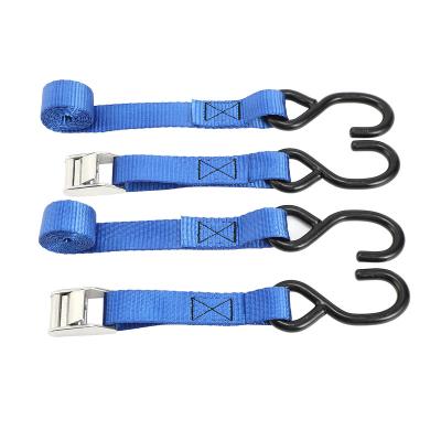 China Luggage Belt Strap Tensioner Universal Manual Wrapping Tie Down Belt Straps With Stainless Buckle And S-Hooks Cargo Strap Vehicle Tool for sale