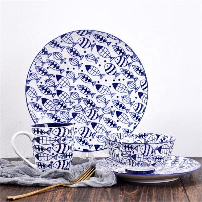 China Sustainable Dish Blue and White Bohemian Ceramic Dinnerware Sets Best Price Modern Dinner Set from yanxiang Porcelain Stoneware for sale