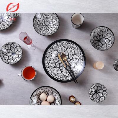 China Sustainable Luxury Handmade Ceramic Serving Dish Large Bowl Porcelain Ceramic Soup Dish For Hotel Restaurant for sale