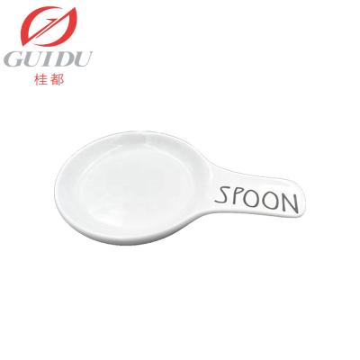 China 8.75 Inch Creative Design Word Spoon Rest Utensil Wholesale Custom Stocked Spoon Rest Ceramic Spoon Rest for sale