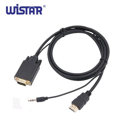 China Round COMPUTER Male To Male HDMI To VGA And 3.5mm Stereo Cable AV for sale