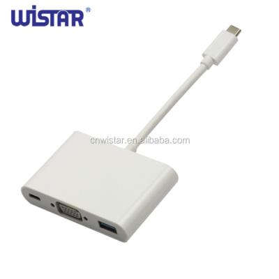 China High Speed ​​HD-DVD Wistar Type C Male To Type C Female + VGA Female + USB 3.0 A Female Cable Porcelain for sale