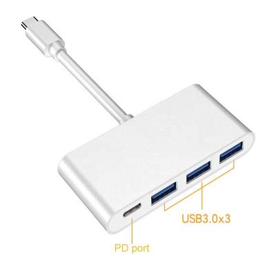 China Data Transmission Aluminum Type C HUB with PD PORTS, 3*USB3.0 for sale