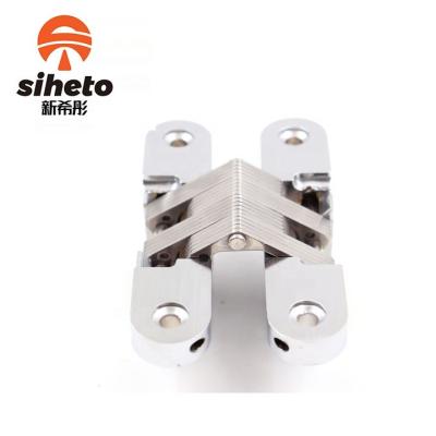 China Zinc Alloy Easy 180 Degree Folding Table Door Hinge Connector Heavy Duty Concealed Hidden Cross Hinge for sale