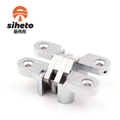 China Stainless Steel Easy Cross Folding Table Door Hinge Connector Cabinet Zinc Alloy Heavy Duty Invisible Hidden Hinge for sale