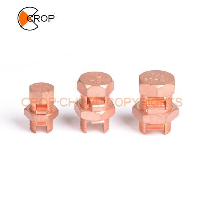 China Brass / Copper Split Power Wire Flange Bolt T / J Connector for sale