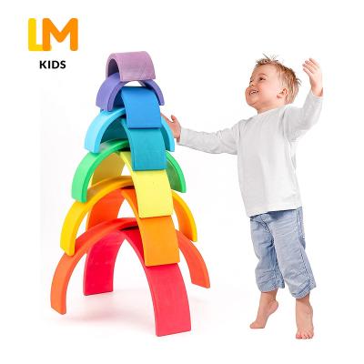 China Hot Selling DIY Building Brick Wooden Early Childhood EducationStacking Toy Kid Educational Building Blocks Set Multicolor Gift DIY Baby Toys for sale