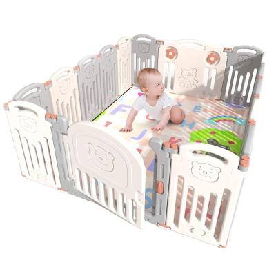 China Bestselling Baby Fence Protective Fence Easy Folding Metal Folding Playpen Playpen With Mat for sale