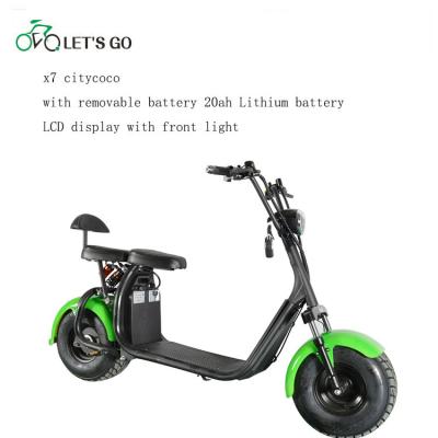 China X7 2 wheel 2000W citycoco electric scooter  with 2 removable batteries 18*9.5inch for sale