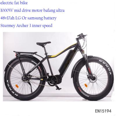 China Aluminum Alloy 1000w mid drive electric bike fat tire in 26