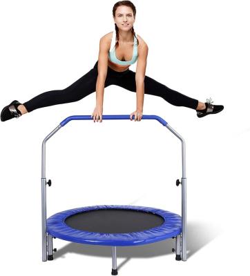 China Without protective net Home Gym Equipment Portable & Foldable indoor Trampoline - 50 inch Mini Rebounder with Adjustable Handrail Fitness Body Exercise for sale