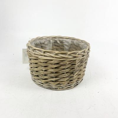 China Modern 100% Natural Round Wicker Basket Woven Flower Pot for sale