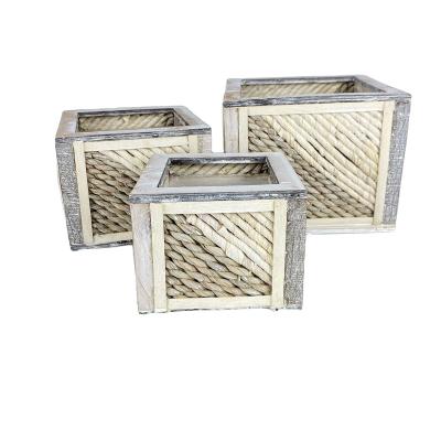 China 2022 Modern Hot Sale Wood And Vegetable Plankton Square Garden Pot For Home Decoration for sale