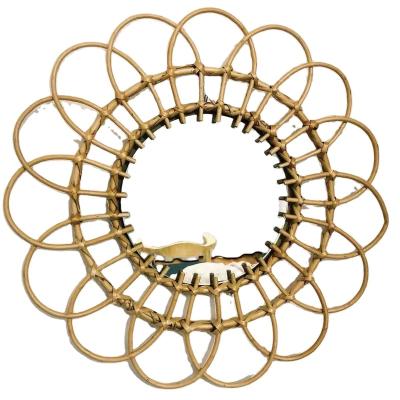 China Art Decor Round Woven Rattan Mirror for Wall Decor in Living Room Bedroom or Any Room for sale