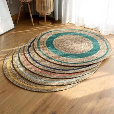 China Large Height Diameter 120cm Modern Round Picnic Mat With Sea Grass for sale