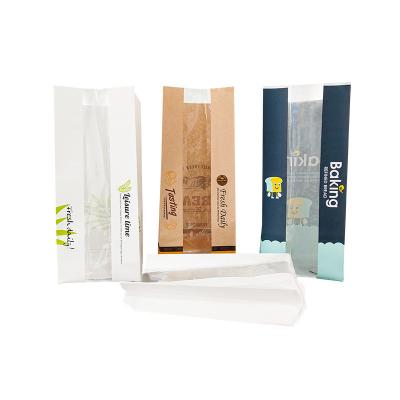 China Recyclable Customizable Window Toast Waterproof Transparent Food Bread Kraft Paper Bag for sale