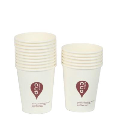 China Custom Logo Large Capacity Hot Drinking Biodegradable Thickened 245ml Water Disposable Paper Cups for sale