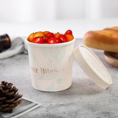 China Wholesale Biodegradable Ice Cream Double Paper Bowl With Lid Package Salad Bowl Cartoon Fried Yogurt Custom Paper Cup for sale