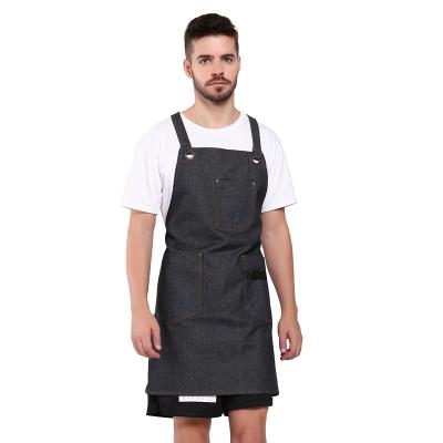 China Drink / Food Quality Cotton Denim Apron Overall Western Cafe Restaurant Anti Fouling Apron for sale