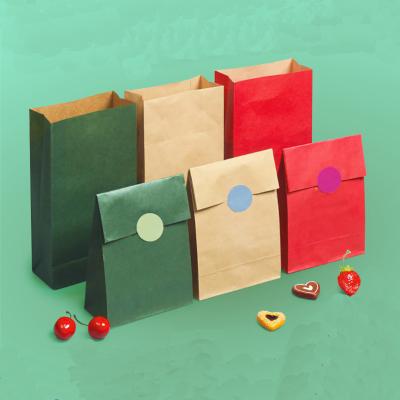 China Recyclable Mouth Food Packaging Paper Packaging Bag Food Bread Gift Bag Storage Square Bottom Takeout Paper Bag for sale