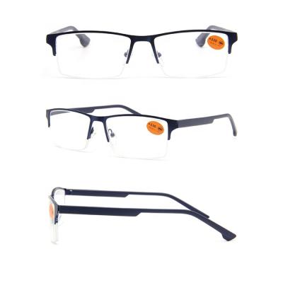 China Classic Plastic Leg Business TR-90 Half-frame Metal Reading Glasses Unisex Metal Reading Glasses for sale