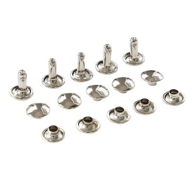 China Nickel Free Silver Leather Stainless Steel Cap Rivet Double Round Rivets Studs Nailhead Rock Biker for sale