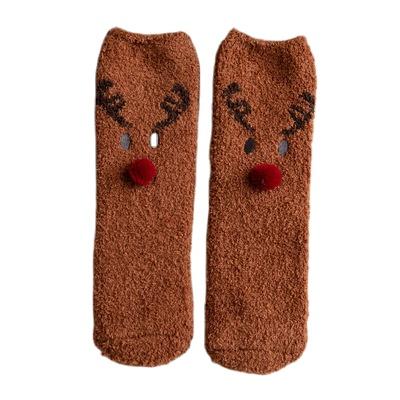 China Anti-slip Women's Christmas Holiday Novelty Patterns Colorful Bases Fuzzy Socks for sale