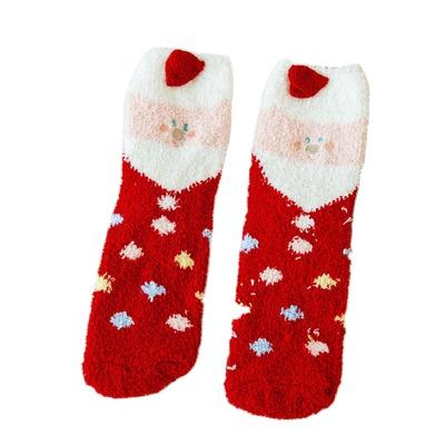 China Anti-skid Christmas Tree Pattern Fuzzy Soft Warm Fleece Socks Outdoor Winter Gift Socks Wears Sock for sale