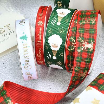 China Recycled/Printing/Not Recycle White Gold Solid Red Green Ribbon Christmas Satin Ribbon Continuous Ribbon For DIY for sale