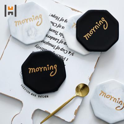 China Viable Hot Sale Morning Ceramic Mug Coaster With Gold Printing for sale