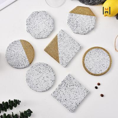 China Last Viable Item Ceramic Marble Mug Coaster With Gold Printing Wholesale for sale