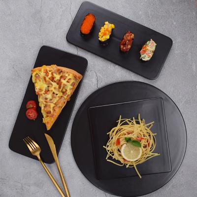 China High Quality Eco-friendly Ceramic Serving Tray/Porcelain Matte Square /Round/Rectangle Platter/Palte Holder for Cake/Bread /Sushi for sale