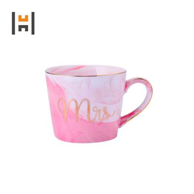 China Lovely Viable Set of Mr. 380ML and Mrs. Marble Couple Creative Mug for Valentine Day Promotion for sale