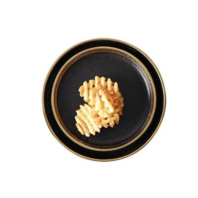 China Disposable Wholesale Black Ceramic Salad Bowl With Gold Ring for sale