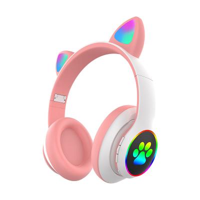 China Cute Earphone WDLY A28 Cat Ear BT Headphones Manufacture Stereo Foldable Sport Earphone Microphone Headset Handfree Wireless Mp3 Player for sale