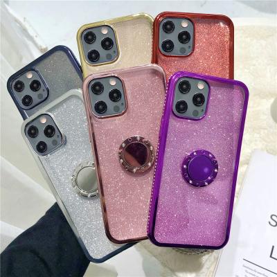 China Anti-fall Laudtec Silicon Soft Diamond Mobile Phone Cover Phone Case With Holder For iphone 13 Case for sale