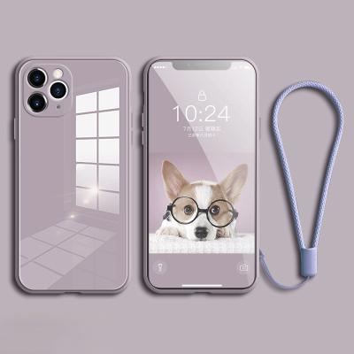 China 2021 Square Laudtec PC View Case Tempered Glass Phone Case Full Camera Protective Hard Cover For iPhone 12 Pro Max for sale