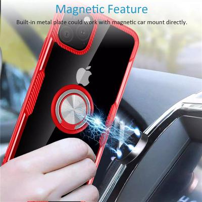 China 2020 Laudtec Factory Fashion Ring Car Case Anti-scratch Magnetic Clear Magnetic Car Phone Case Slim Ring Holder Phone Case for max l xs 11pro xr iphone 11 for sale