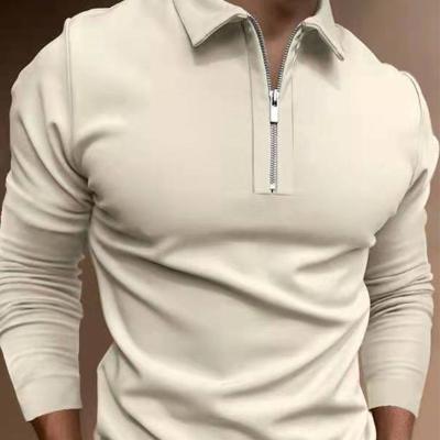 China The various autumn styles of the new breathable solid color zipper polo shirt men's long-sleeved T-shirt wholesale for sale