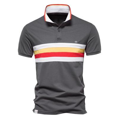 China Breathable Fashion Business Men's T-shirt Lapel Stripe Lapel Men's Polo Commuter Wholesale for sale