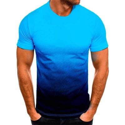 China Fashion Loose Short Sleeve Men's Fashion Gradient Series Breathable Teenagers 3D Printed Round Collar T-Shirt for sale