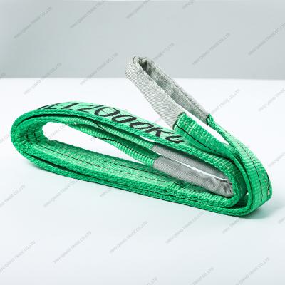 China 5:1 2Tx2M Soft 100% Polyester Webbing Lifting Sling , Flat Webbing Ties Double Eye for sale