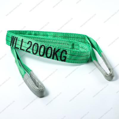 China 2 inch color green webbing sling belt polyester webbing lifting strap with GS and CE certificate for sale