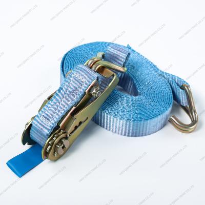 China Cargo Tether 1TX5M Width 1Inch Working Load Length 500Kg High Quality 5 Meter Vehicle Tie Down Tie Down Ratchet Cargo Belt for sale