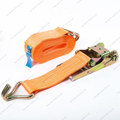 China Cargo Tie Down 8TX12M 100% Polysyster Ratchet Ties Down Binding Car Truck Cargo Lashing Belt Ratchet Tie Down Straps for sale